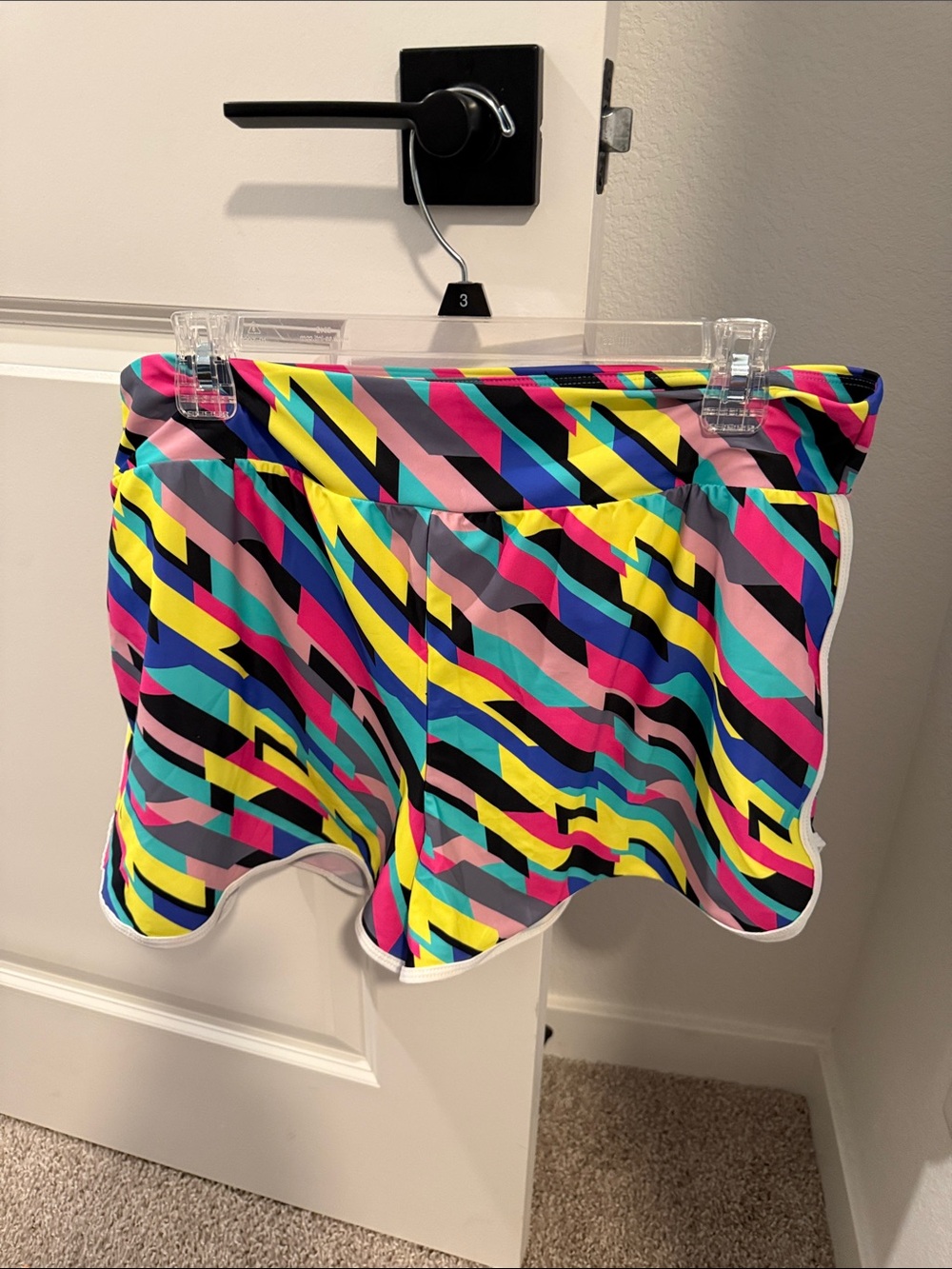RELLECIGA Neon Geo Print Bikini Shorts - Yellow, Pink, Blue, Black, Gray